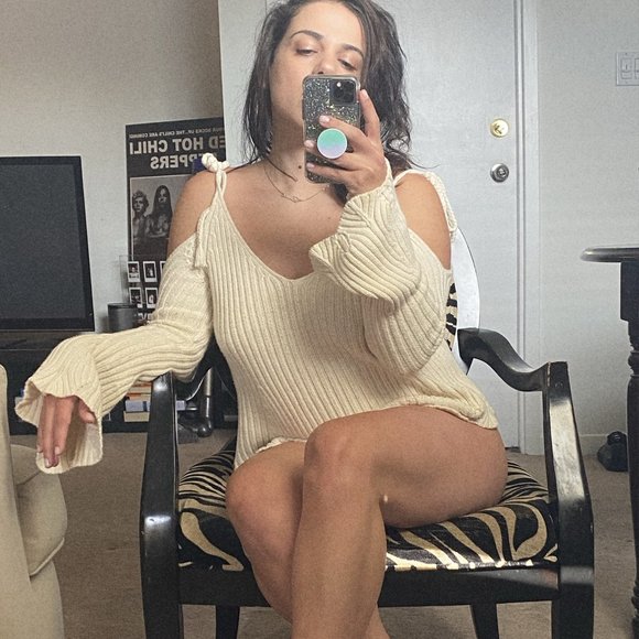 Intermix Tie Up Beige Sweater - Picture 1 of 2